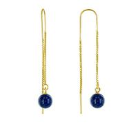 LES POULETTES BIJOUX - Boucles d'Oreilles Chainette Argent Doré et Perles de Lapis Lazuli