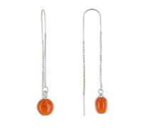 LES POULETTES BIJOUX - Boucles d'Oreilles Chainette Argent et Perle Céramique - Orange