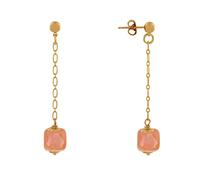 LES POULETTES BIJOUX - Boucles d'Oreilles Chainette Laiton Doré et Cube en Céramique - Orange