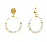 LES POULETTES BIJOUX - Boucles d'Oreilles Clip Laiton Doré Cercle et Petits Anneaux de Nacre