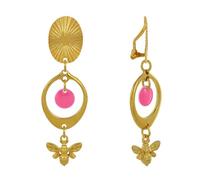 LES POULETTES BIJOUX - Boucles d'Oreilles Clip Laiton Doré Cercle Pastille Coloré et Abeille