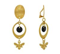 LES POULETTES BIJOUX - Boucles d'Oreilles Clip Laiton Doré Cercle Pastille Coloré et Abeille