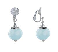 LES POULETTES BIJOUX - Boucles d'Oreilles Clip Métal Argenté et Grosses Perles en Céramique