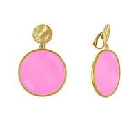 LES POULETTES BIJOUX - Boucles d'Oreilles Clip Métal Doré Cercle Coloré Translucide - Fuchsia