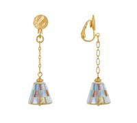 LES POULETTES BIJOUX - Boucles d'Oreilles Clips Laiton Chainette et Cône en Nacre Facettée Multicolore - Or