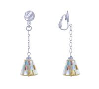 LES POULETTES BIJOUX - Boucles d'Oreilles Clips Laiton Chainette et Cône en Nacre Facettée Multicolore - Gris argent