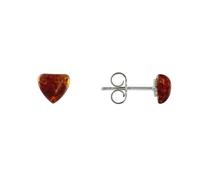 LES POULETTES BIJOUX - Boucles d'Oreilles Clous Argent 925 Petit Coeur d'Ambre