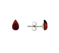LES POULETTES BIJOUX - Boucles d'Oreilles Clous Argent 925 Petite Goutte d'Ambre