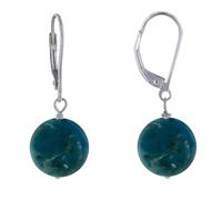 LES POULETTES BIJOUX Boucles d'Oreilles Dormeuse Argent 925 et Perle d'Apatite Dépolie
