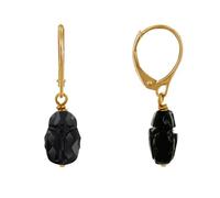 LES POULETTES BIJOUX - Boucles d'Oreilles Dormeuse Plaqué Or Scarabée en Cristal Noir