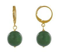 LES POULETTES BIJOUX - Boucles d'Oreilles Mini Créoles Acier Doré et Perle de Jade