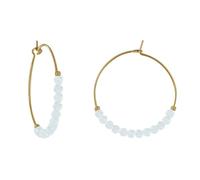 LES POULETTES BIJOUX - Boucles d'Oreilles Plaqué Or Créoles Perles Facettées de Pierre de Lune