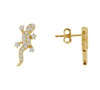LES POULETTES BIJOUX - Boucles d'Oreilles Plaqué Or Salamandre et Strass