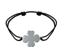 LES POULETTES BIJOUX - Bracelet Argent 925 Trèfle sur Lien - Noir