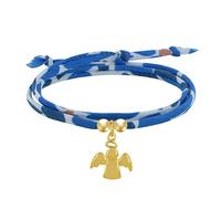 LES POULETTES BIJOUX - Bracelet Double Tour Lien Coton Bleu et Petit Ange Plaqué Or