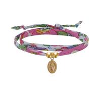 LES POULETTES BIJOUX - Bracelet Double Tour Lien liberty et Petite Médaille Vierge Miraculeuse Plaqué Or - Fuchsia
