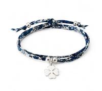 LES POULETTES BIJOUX - Bracelet Double Tour Lien liberty et Trèfle Argent 925 - Classics - Bleu Navy
