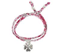 LES POULETTES BIJOUX - Bracelet Double Tour Lien liberty et Trèfle Argent 925 - Classics - Fuchsia