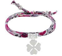LES POULETTES BIJOUX - Bracelet Double Tour Lien liberty et Trèfle Argent 925 - Colors - Fuchsia