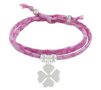 LES POULETTES BIJOUX - Bracelet Double Tour Lien liberty et Trèfle Argent 925 - Colors - Rose