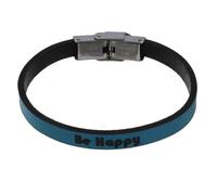 Les Poulettes Bijoux - Bracelet Enfant Cuir Turquoise ""Be Happy""