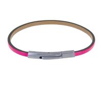 LES POULETTES BIJOUX - Bracelet Femme Cuir Simple Plat Fermoir Acier Inoxydable - Rose Fluo