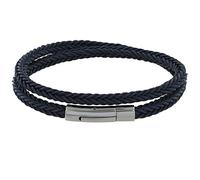 LES POULETTES BIJOUX - Bracelet Homme Double Tour Tresse en Coton Carré - Bleu Navy