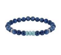 Les Poulettes Bijoux - Bracelet Homme Perles Cyanite et Trois Anneaux de Larimar
