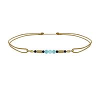 LES POULETTES BIJOUX Bracelet Lien 3 Perles Facettées de Larimar Tubes Hématites et Spinelle