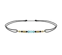 LES POULETTES BIJOUX - Bracelet Lien 3 Perles Facettées de Larimar Tubes Hématites et Spinelle - Noir