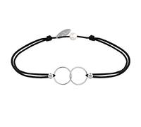 LES POULETTES BIJOUX - Bracelet Lien Argent 925 Anneaux Toi et Moi - Classics - Noir