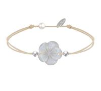 LES POULETTES BIJOUX Bracelet Lien Fleur de Nacre Ivoire et Perles d'Argent 925 - Classics