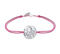 LES POULETTES BIJOUX - Bracelet Lien Médaille de Nacre Ronde Vierge à l'Enfant - Fuchsia