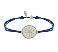 LES POULETTES BIJOUX - Bracelet Lien Médaille en Laiton Etoile émaillée Blanche - Bleu