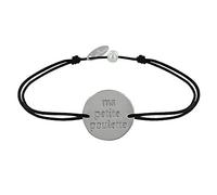 LES POULETTES BIJOUX Bracelet Lien Médaille Plaqué Argent Ronde "Ma Petite Poulette"