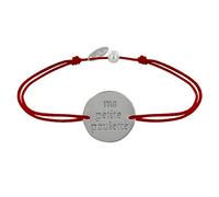 LES POULETTES BIJOUX - Bracelet Lien Médaille Plaqué Argent Ronde Ma Petite Poulette - Rouge