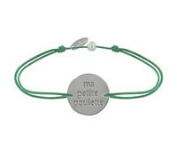 LES POULETTES BIJOUX - Bracelet Lien Médaille Plaqué Argent Ronde Ma Petite Poulette - Vert