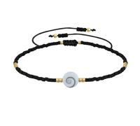 LES POULETTES BIJOUX - Bracelet Lien Oeil de Sainte Lucie et Petites Perles Mates - Noir