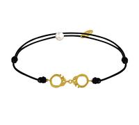 LES POULETTES BIJOUX - Bracelet Lien Plaqué Or Petites Menottes - Noir