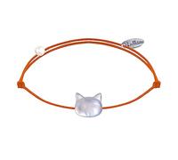 LES POULETTES BIJOUX - Bracelet Lien Tête de Chat en Nacre - Orange
