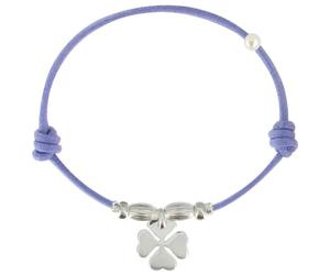 LES POULETTES BIJOUX - Bracelet Lien Trèfle Argent 925 - Violet