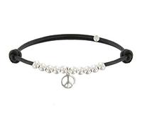 LES POULETTES BIJOUX Bracelet Médaille Peace and Love et Perles en Argent 925 - Classics
