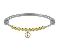 LES POULETTES BIJOUX - Bracelet Médaille Peace and Love et Perles Plaquées Or - Classics - Gris clair
