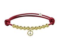 LES POULETTES BIJOUX - Bracelet Médaille Peace and Love et Perles Plaquées Or - Classics - Rouge