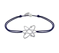 LES POULETTES BIJOUX - Bracelet Mixte Lien Médaille Argent 925 Atome - Bleu Navy