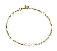 LES POULETTES BIJOUX - Bracelet Plaqué Or Trois Perles Blanches