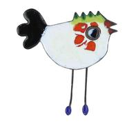 LES POULETTES BIJOUX - Broche Poule émaillée Blanche