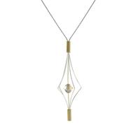 Les Poulettes Bijoux - Collier Argent et Plaqué Or Lanterne et Swarovski - Grand Modèle - Beige