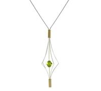 Les Poulettes Bijoux - Collier Argent et Plaqué Or Lanterne et Swarovski - Grand Modèle - Vert