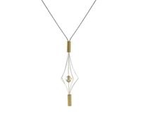 Les Poulettes Bijoux - Collier Argent et Plaqué Or Lanterne et Swarovski - Petit Modèle - Beige